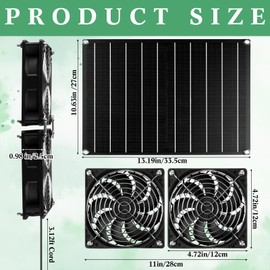 Riakrum 2 Set 2 Pcs 15w 12v Solar Panel Fan Kit, Waterproof Portable Ventilator Exhaust Fan for Chicken House, Doghouse, Greenhouse, Pet House, DIY Cooling Ventilation