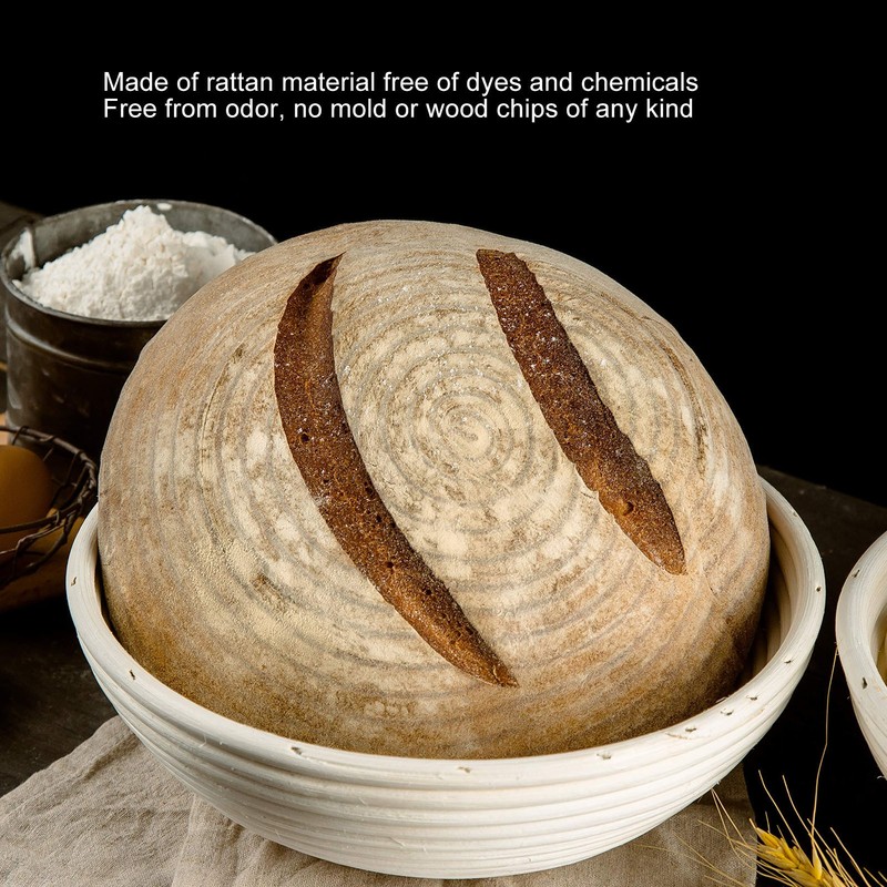 Round Bread Proofing Basket with Liner Cloth Dough Rising Rattan