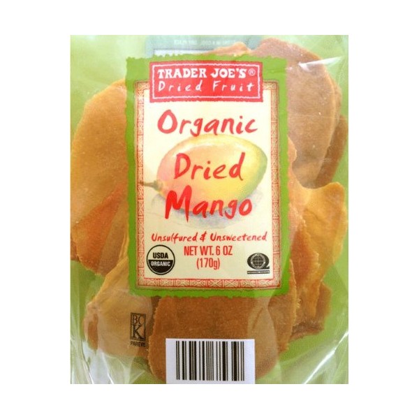 Trader Joe's Dried Fruit ORGANIC Dried Mango Slices 6 ounces (Pack of 4) USDA