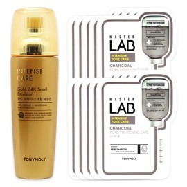 Tony Moly Intense Care Gold 24K Snail Emulsion + Master Lab Charcoal Mask Sheet 10 sheets free / 토니모리 인텐스 케어 골드 24K 스네일 에멀전+마스터랩 차콜 마스크시트 10매 증정