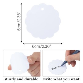 G2PLUS 300 g/m² Round Kraft Paper Tags - Pack of 200 Labels - 6 cm Gift Tag Tag Labels with String for Gift Wrapping and Crafts (White)