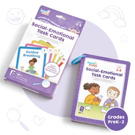 hand2mind Social Emotional Task Cards for Ages 3+, Social Emotional Learning Activities, Calm Down Corner, Play Therapy Toys for Counselors, SEL Games, Preschool Card Games, Feelings Flash Cards