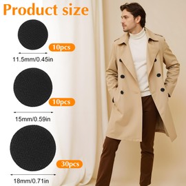 Classicseali 50pcs Upholstery Buttons for Tufting,Vintage Black Upholstery Buttons,Fabric Tuxedo Shirt Studs with Metal Shank,Versatile Black Button for Suits,Gowns,and Mores(18mm/15mm/11.5mm)