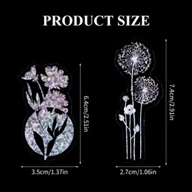 Waterproof Transparent Resin Scrapbook Stickers, 100 PCS Scrapbook Stickers, Holographic Plants Stickers, Glitter Transparent Holographic Decals, for Scrapbooking Journal Planner Resin