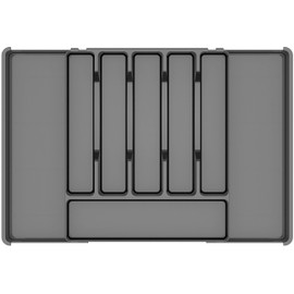 Baosia Silverware Drawer Organizer, Expandable Utensil Tray for Kitchen Drawers, BPA Free Flatware and Cutlery Holder, Adjustable Plastic Storage for Utensil like Spoons, Forks, Knives.Black