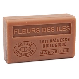 Label Provence Savon de Marseille - French Soap Made With Fresh Organic Donkey Milk - Island Flower Fragrance - 125 Gram Bar