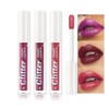 3Pcs Metallic Lipstick for Women,Lightweight Glitter Sparkling Liquid Lipsticks,Shimmer Lip
