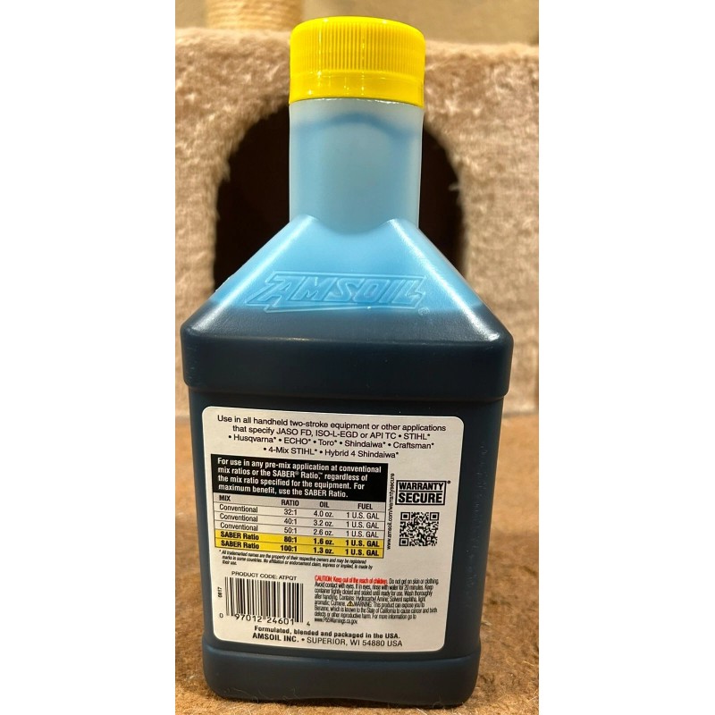 AMSOIL SABER Professional Synthetic 2-Stroke Oil (1 Quart) 2 Cycle