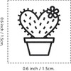 Cactus Heart Rubber Stamp, 3/5 Inch Small Mini Stamp for