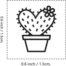 Cactus Heart Rubber Stamp, 3/5 Inch Small Mini Stamp for Scrapbooking Card Making Planner