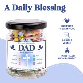 Bible Verse Jar for Dad, Fathers Day gifts for Dad, Bible Jar, Birthday Gifts for Women, Birthday Gifts for Dad, Perfect from Daughter or Son, Bible Accessories, Prayer Jar, Graduation Gifts