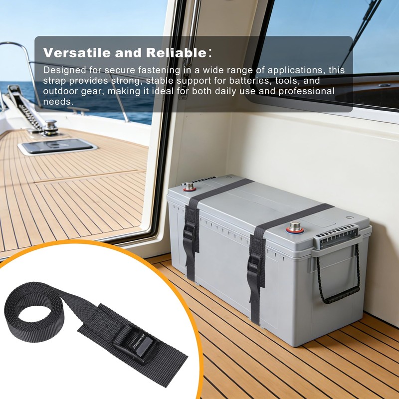 Masterwise 48" Battery Tie Down Strap Hold Down Kit, Cooler