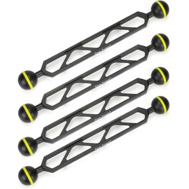 Sea Frogs 9-Inch Double Ball Arm, 1-Inch Diameter, Black with Yellow O-Ring, for Camera Clamp and Flashlight (HZB-AM-10 4PCS)
