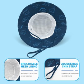 RAOEXI Baby Sun Protection Hat UPF50+ Toddler Girls Summer Bucket Boys Beach Hats Wide Brim Kids Play Hat Cap Outdoor (18.9''(6-12 Months), Navy)