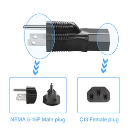 Generic JSADZKJ NEMA 5-15P to IEC320 C13 Power Adapter,NEMA 5-15P Male Plug to C13 Female Receptacle Connector Plug, PDU USA UPS Extension Power Plug Adapter,for Computer Server Display（2PCS）