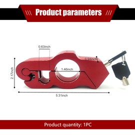 Titgoes Motorcycle Grip Lock, Heavy Duty Anti-Theft Bike Front Brake Bar Lock, Adjustable Throttle Brake Handlebar Security, Universal for Motorcycles Bikes (Red)