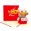 iGifts And Cards Happy 80th Red Birthday Party Box 3D Pop Up Greeting Card – Eighty, Awesome, Balloons, Unique, Celebration, Feliz Cumpleaños, Fun, Fabulous