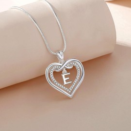 EUDORA Harmony Ball Initial Necklaces for Women Girls, CZ Double Heart Letter E Pendant, Alphabet Infinity Love Heart Necklace Jewelry Gifts for Wife Girlfriends Mom