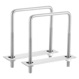 sourcing map 2Sets 304 Stainless Steel Square U-Bolts, 3.54" (90mm) Inner Width 5.12" (130mm) Length M8 with Nuts, Frame Plate, Gasket for Automobiles Trailer, Ski Boat, Fishing Boat, Pipelines