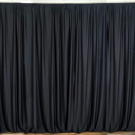 New Creations Fabric & Foam Inc, Polyester Poplin Backdrop Drapes Curtain Panel/Curtain Room Divider (Black, 15' Long x 10' High)