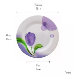 Anforama- Tab and Kit Vajilla Tipo Plastico De Melamina Redonda 12 Piezas Tulipan