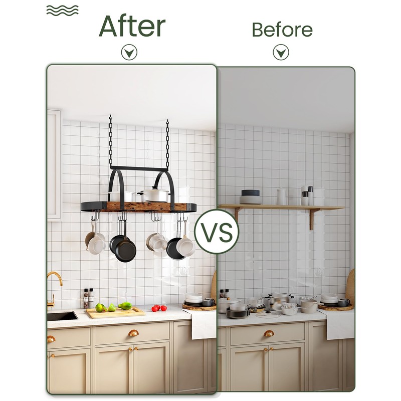 CHOEZON Hanging Pot Rack, Pot Hanger for Kitchen, Ceiling Mounted