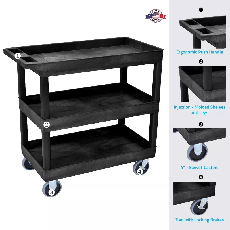 Luxor 32 indot x 18 indot Tub Cart Three Shelves