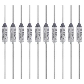 ALLECIN 10PCS 184 Degrees Celsius Thermal Fuse 10A 250V AEC184E Temperature Fuses Cutoffs 10Amp 250Volt 184℃ Fusible