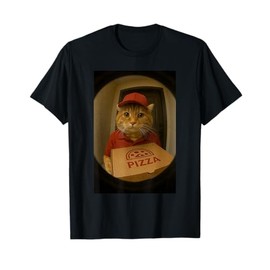 Orange Tabby Cat Pizza Delivery Peephole T-Shirt