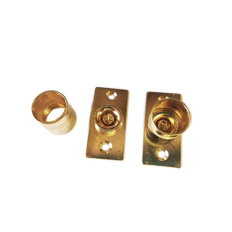 Brass Curtain Recess Rod Brackets 16mm Pole Support Sockets