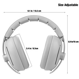 PandaEar Baby Ear Muffs, 2-in-1 Baby Ear Protection Noise Cancelling Headphones Ages 0-3 Years, Infant Hearing Protection (Grey)