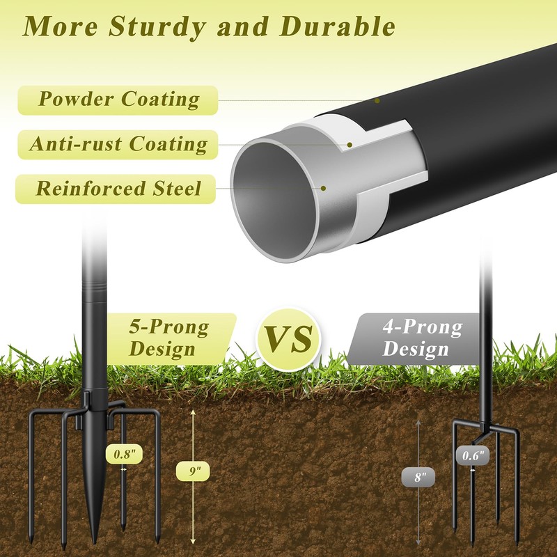 4 Pack String Light Poles for Outside, 10Ft Adjustable Outdoor