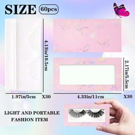 HLQHXWHZT Caja de Pestañas Postizas de 60 Piezas Contenedores de Almacenamiento de Embalaje de Pestañas Vacíos 30 Cajas de Pestañas de Papel Suave con 30 Bandejas Estuche para Pestañas con Estampado D