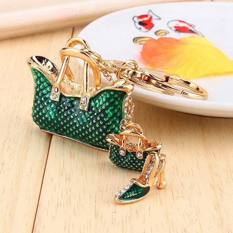Walfront 3D Bag and Shoe Sets Key Chain, Rhinestone Crystal