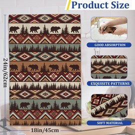 LUOENY 2 Pcs Bear Mountain Tea Towels, Vintage Rustic Kitchen Towel 45x60 cm, Quick Drying Dish Cloths for Party Anniversary Holiday Decoration Housewarming Gifts