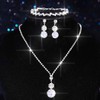 Aukmla Rhinestones Bridal Wedding Jewelry Set Silver Sparkly Crystal Necklace