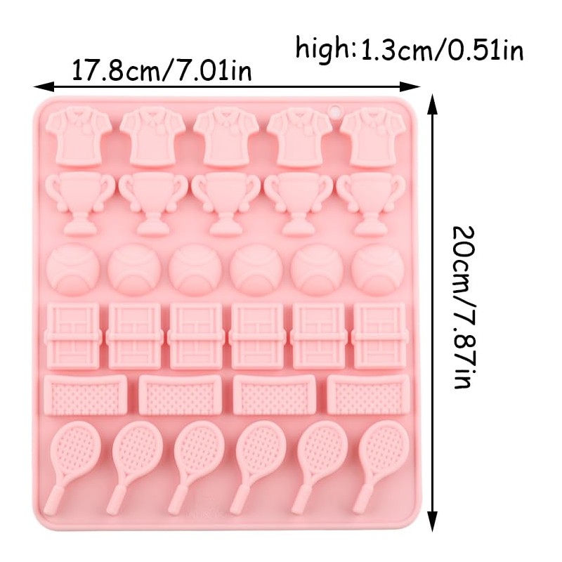 YIMINGMOLD 32 Cavity Tennis Theme Silicone Candy Molds Tennis Racket