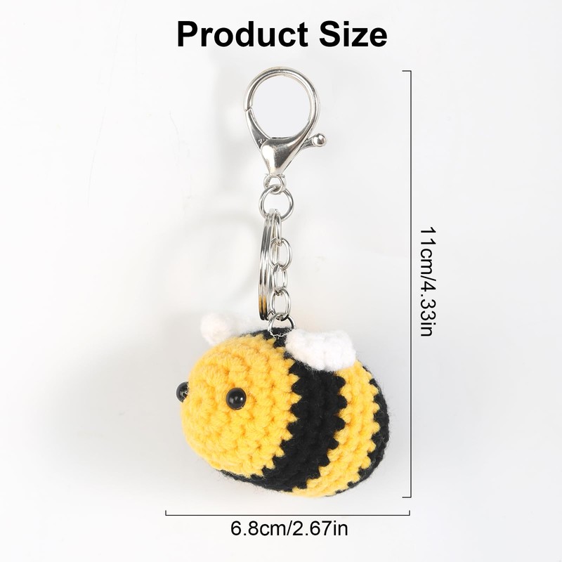 GOSHIES Key Ring Bee Cute Bee Pendant Crochet Bee Bumble