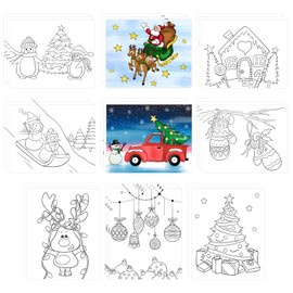 36PCS 8x10 Inches Christmas Coloring Pages for Kids, Bulk Color Your Own Xmas Paper Crafts Party Favors, Small Coloring Sheets Christmas Day Gifts