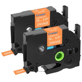2 Set Cruxer Replacement for TZe-635 TZ-635 Brother Label Tape Laminated 12mm 0.47" White on Orange Tape Compatible with Brother P Touch Label Maker PT-D210 D200 H110 H100 1880 D220 D410 D600