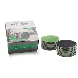 Glass Polish 3 pulgadas (75mm) 180 granos Paquete de 20 discos de lijado para pulidor rotatorio - Abrasivo de carburo de silicio con respaldo de espuma P180 - GP14303