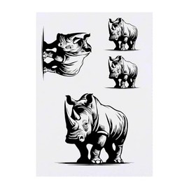 Azeeda 4 x 'Nashorn stehend' Temporäre Tattoos - Wasserfest, Hautfreundlich & Ungiftig · Transfers in Verschiedenen Größen (TO00085450)