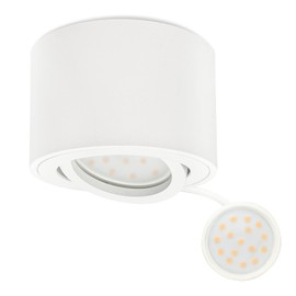 KYOTECH LED Surface-Mounted Spotlight, Flat, Swivelling, Surface-Mounted Spotlight, Including 5 W LED Module, 3000 K, Warm White, 230 V, Surface-Mounted Ceiling Spotlights, Aluminium Downlight, Matt