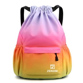 JSNOM Gym Bag Drawstring Waterproof Sports Bag: Bag Backpack Large with Zip Inner Pocket Gym Bag for Men and Women, rainbow