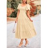 PRETTYGARDEN Women's Swiss Dot Boho Midi Dress Puff Sleeve Tiered