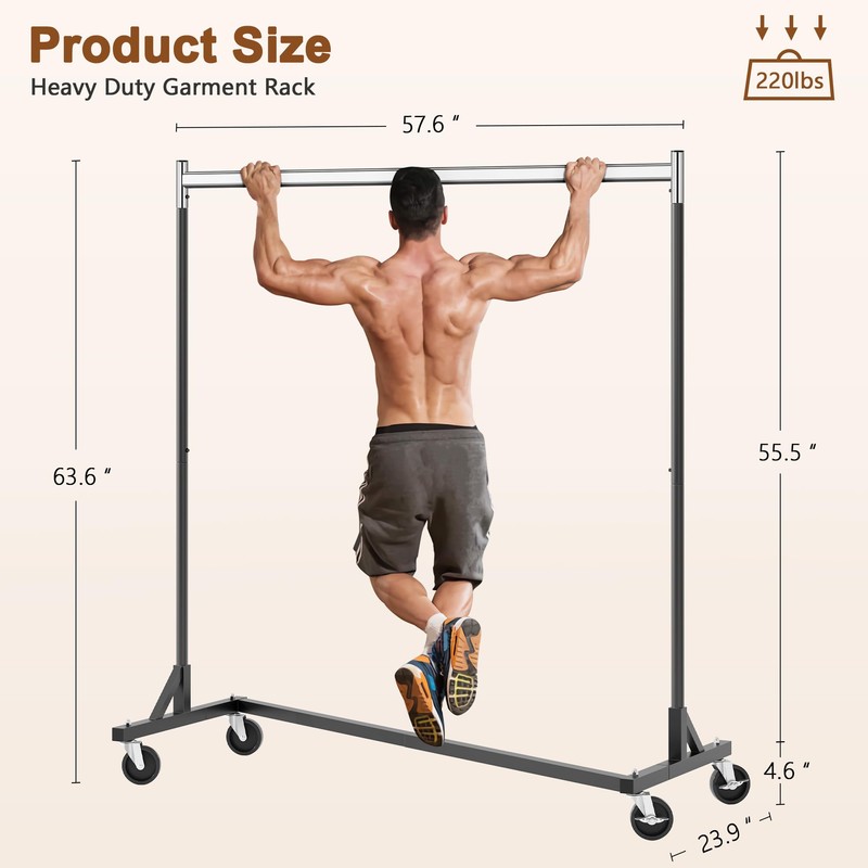 Hoctieon Z Rack, Rolling Clothes Racks with Z-Base, Heavy Duty