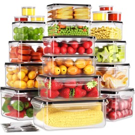 20 PACK Food Storage Containers with Lids Airtight, Larger Leakproof Plastic Meal Prep Containers Stackable Reusable for Kitchen Organization storage with Labels & Pen, BPA-Free, Microwave Safe