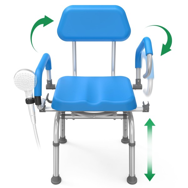 Loyoda FSA/HSA Eligible Swivel Shower Chair with Arms and Back,