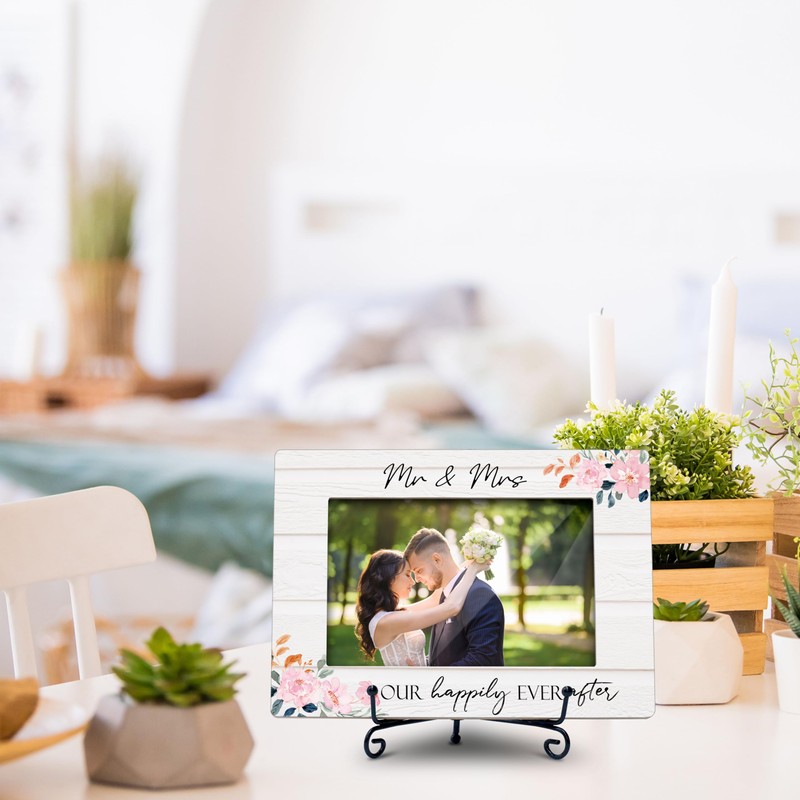 TIRYWT Wedding Picture Frame, Mr and Mrs 4X6 Photo Frame