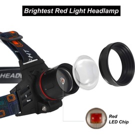 WINDFIRE New Brightest Red Light Hunting Headlamp Zoomable 3 Modes Bright Head Lamp Rechargeable Waterproof Headlight for Coyote Hog Varmint, Astronomy, Aviation
